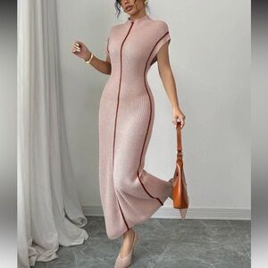 Elegant Pink Knit Dress